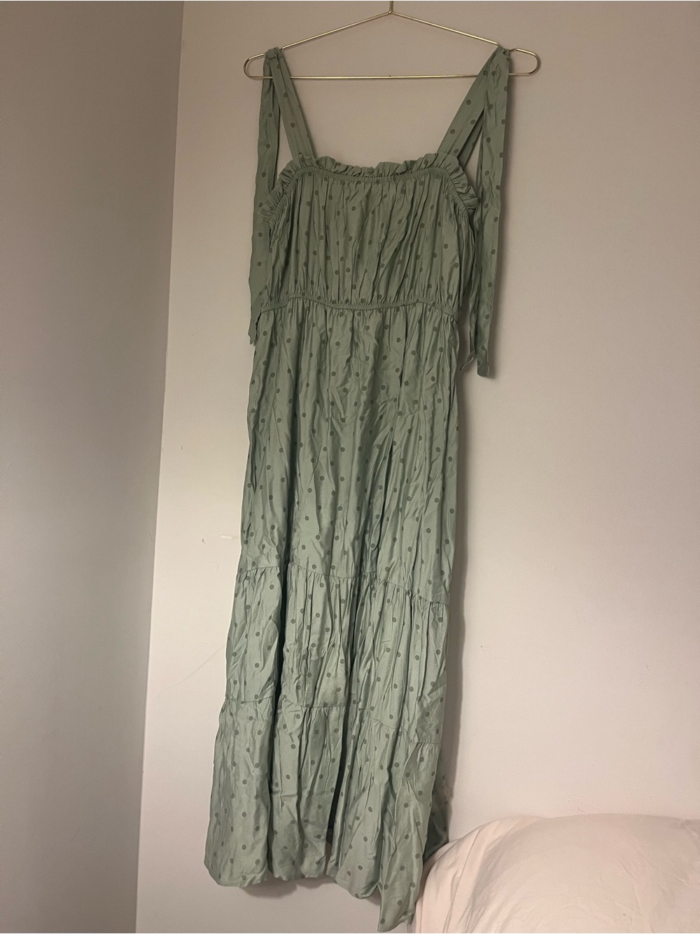 Blu Pepper Green Polka Dot Maxi Dress
